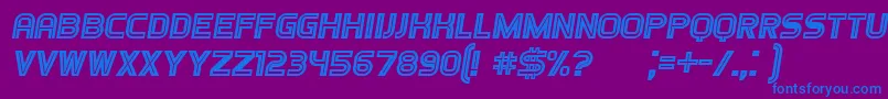 フォントGames Italic – 紫色の背景に青い文字
