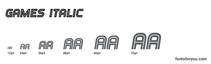 Размеры шрифта Games Italic
