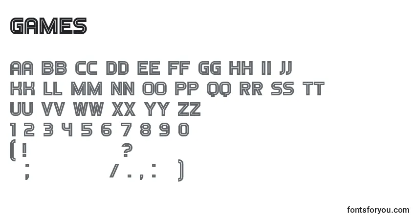 Czcionka Games (127682) – alfabet, cyfry, specjalne znaki
