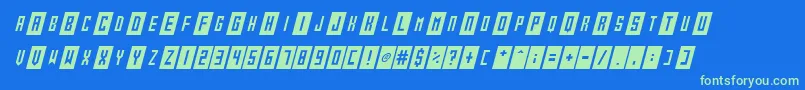 フォントGameshow Italic – 青い背景に緑のフォント