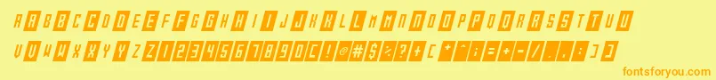 フォントGameshow Italic – オレンジの文字が黄色の背景にあります。