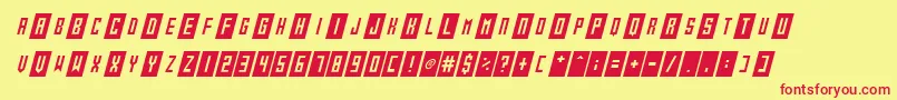 Fonte Gameshow Italic – fontes vermelhas em um fundo amarelo