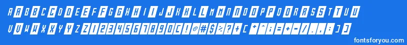 Fonte Gameshow Italic – fontes brancas em um fundo azul