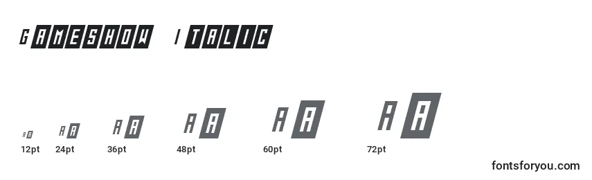 Größen der Schriftart Gameshow Italic