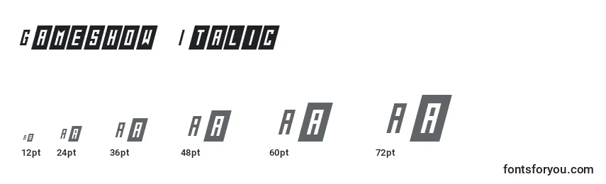 Tamanhos de fonte Gameshow Italic (127684)