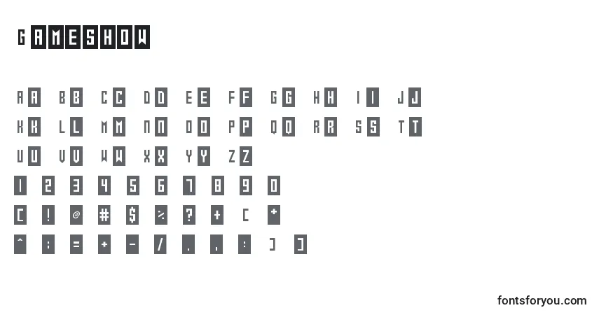 Шрифт Gameshow (127685) – алфавит, цифры, специальные символы