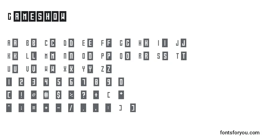 Schriftart Gameshow (127686) – Alphabet, Zahlen, spezielle Symbole