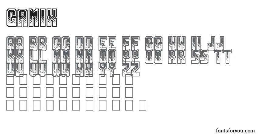 Czcionka Gamix – alfabet, cyfry, specjalne znaki