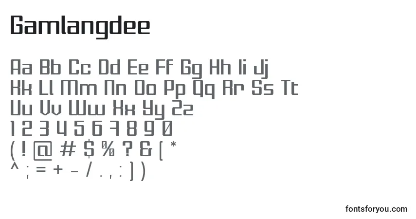 Czcionka Gamlangdee – alfabet, cyfry, specjalne znaki