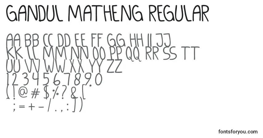 Шрифт GANDUL MATHENG Regular – алфавит, цифры, специальные символы