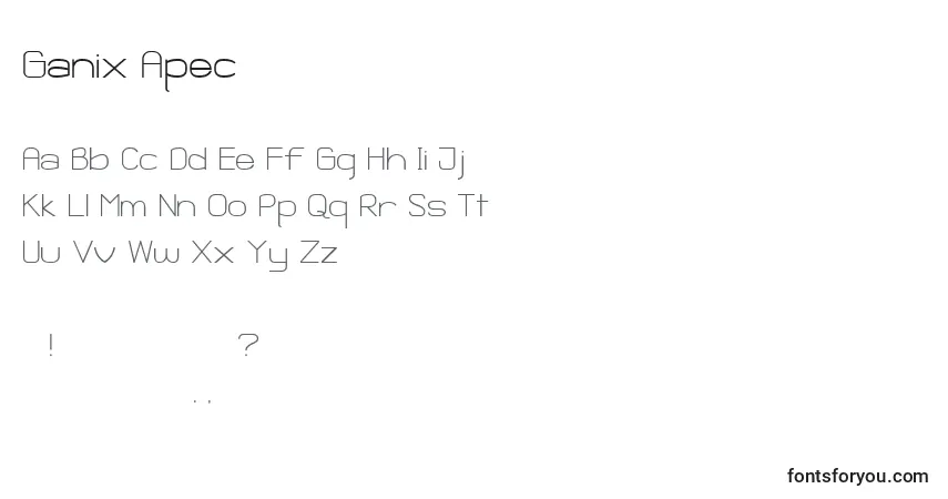 Шрифт Ganix Apec – алфавит, цифры, специальные символы