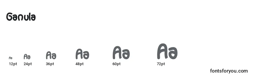 Размеры шрифта Ganula