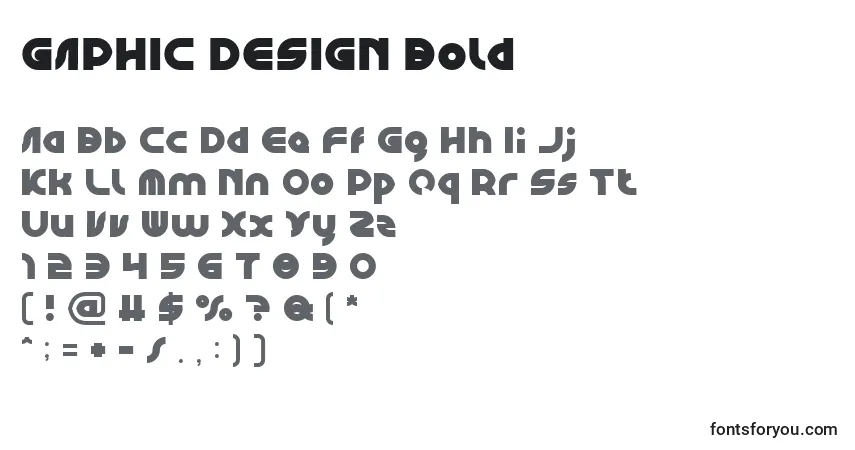 A fonte GAPHIC DESIGN Bold – alfabeto, números, caracteres especiais