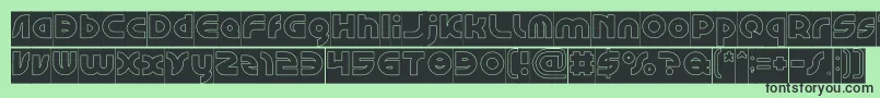 フォントGAPHIC DESIGN Hollow Inverse – 緑の背景に黒い文字