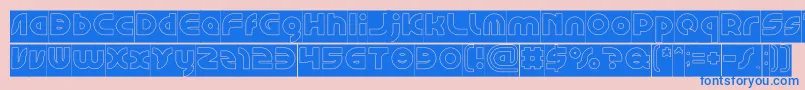 GAPHIC DESIGN Hollow Inverse-fontti – siniset fontit vaaleanpunaisella taustalla