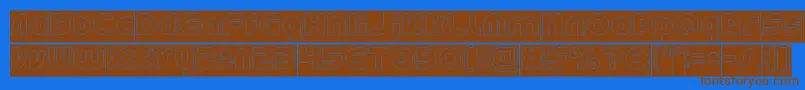 GAPHIC DESIGN Hollow Inverse-Schriftart – Braune Schriften auf blauem Hintergrund