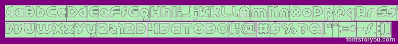 フォントGAPHIC DESIGN Hollow Inverse – 紫の背景に緑のフォント