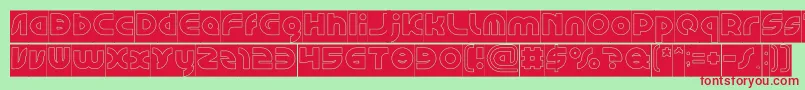 フォントGAPHIC DESIGN Hollow Inverse – 赤い文字の緑の背景