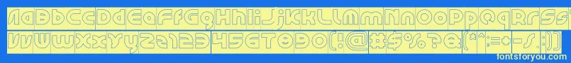 フォントGAPHIC DESIGN Hollow Inverse – 黄色の文字、青い背景