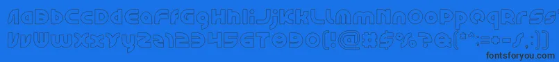 GAPHIC DESIGN Hollow-Schriftart – Schwarze Schriften auf blauem Hintergrund