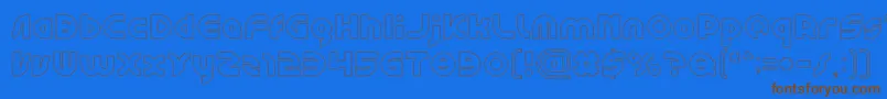 フォントGAPHIC DESIGN Hollow – 茶色の文字が青い背景にあります。