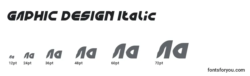Rozmiary czcionki GAPHIC DESIGN Italic
