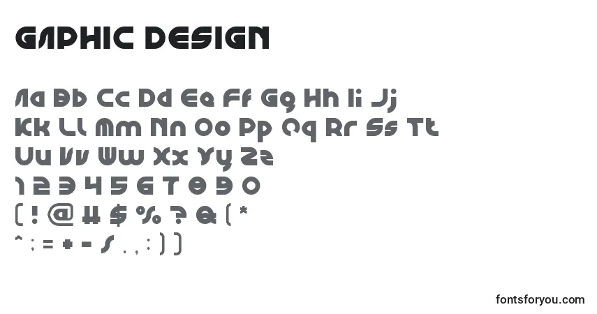 A fonte GAPHIC DESIGN – alfabeto, números, caracteres especiais
