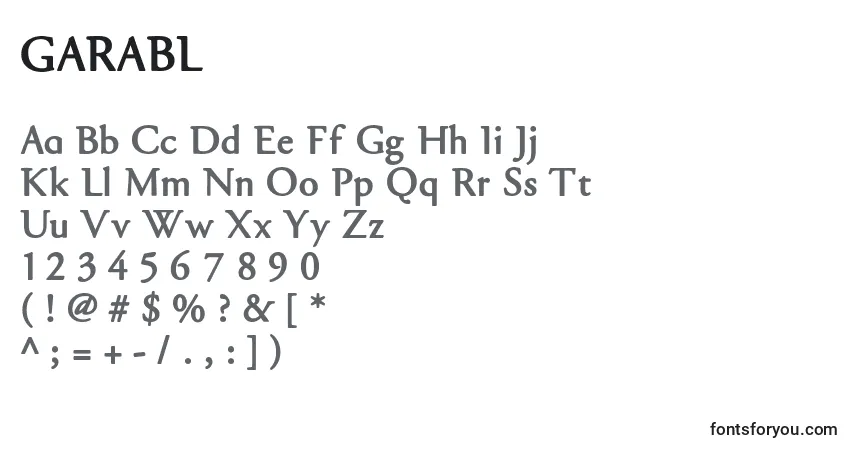 Schriftart GARABL   (127705) – Alphabet, Zahlen, spezielle Symbole