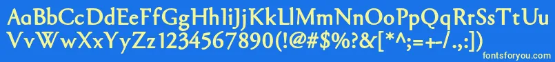 Saiba mais sobre a fonte GARABL Fonte GARABL – fontes amarelas em um fundo azul