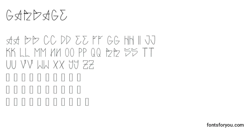 GARBAGE-fontti – aakkoset, numerot, erikoismerkit
