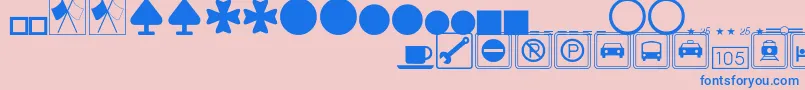 Fonte SignsymbolsThin – fontes azuis em um fundo rosa
