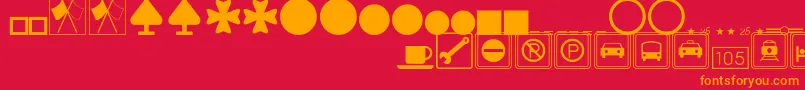 Czcionka SignsymbolsThin – pomarańczowe czcionki na czerwonym tle