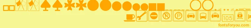 Fonte SignsymbolsThin – fontes laranjas em um fundo amarelo
