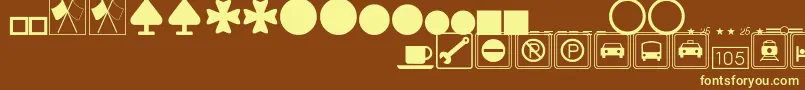 フォントSignsymbolsThin – 黄色のフォント、茶色の背景
