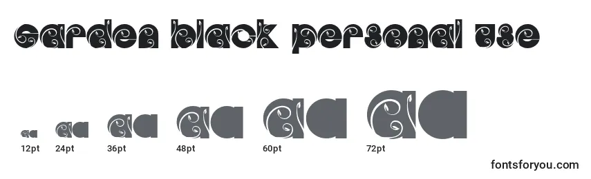 Размеры шрифта GARDEN BLACK PERSONAL USE