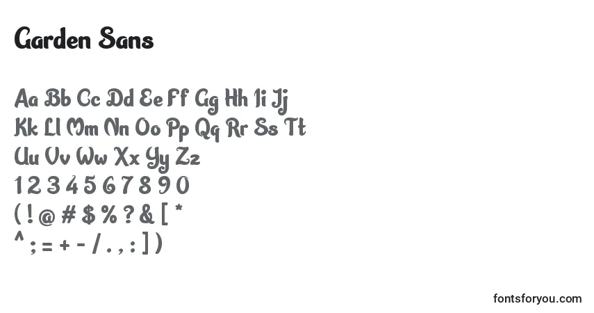 A fonte Garden Sans – alfabeto, números, caracteres especiais