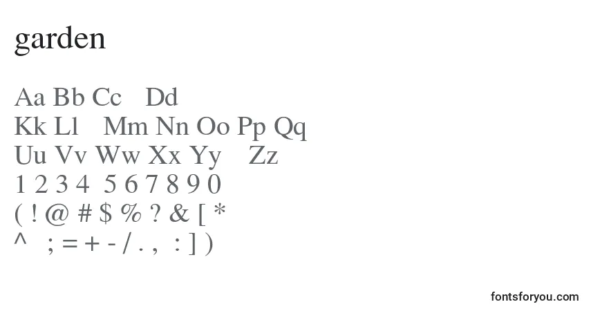 Шрифт Garden (127714) – алфавит, цифры, специальные символы