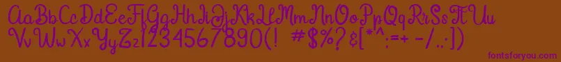 Gardena-Schriftart – Violette Schriften auf braunem Hintergrund