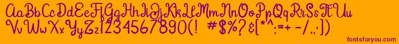 Gardena-Schriftart – Violette Schriften auf orangefarbenem Hintergrund