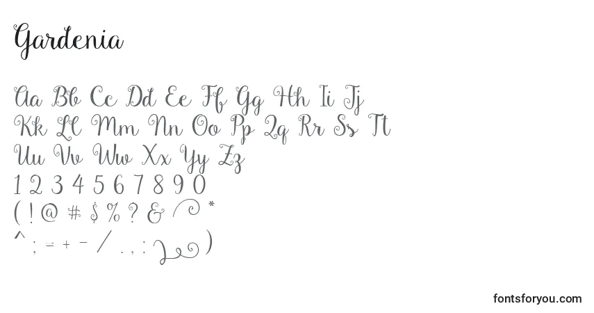 Шрифт Gardenia (127716) – алфавит, цифры, специальные символы