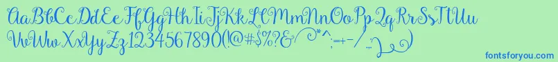 Gardenia-Schriftart – Blaue Schriften auf grünem Hintergrund