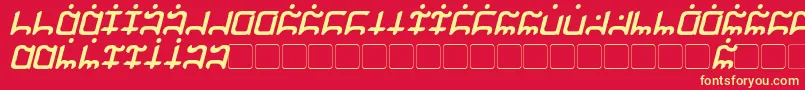 Fonte Gargish Bold Italic – fontes amarelas em um fundo vermelho