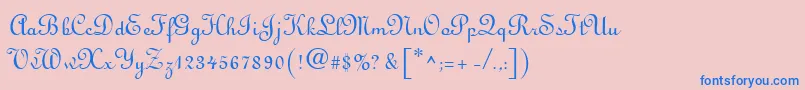 Linus-Schriftart – Blaue Schriften auf rosa Hintergrund