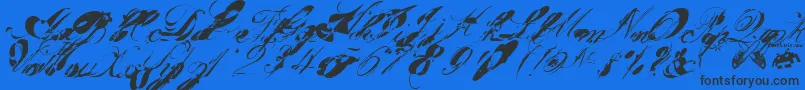 garglenutz fontvir us-Schriftart – Schwarze Schriften auf blauem Hintergrund