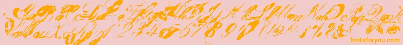 garglenutz fontvir us-Schriftart – Orangefarbene Schriften auf rosa Hintergrund