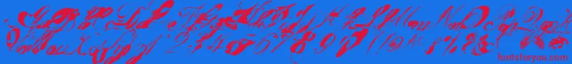 garglenutz fontvir us-Schriftart – Rote Schriften auf blauem Hintergrund