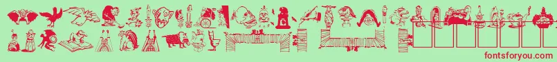 Шрифт GARGOO   – красные шрифты на зелёном фоне