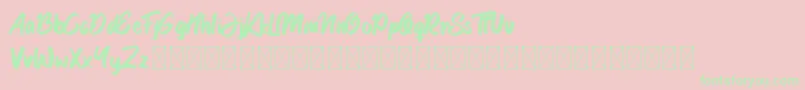 Garlobrush-Schriftart – Grüne Schriften auf rosa Hintergrund