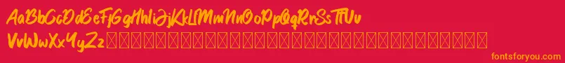 Garlobrush-Schriftart – Orangefarbene Schriften auf rotem Hintergrund