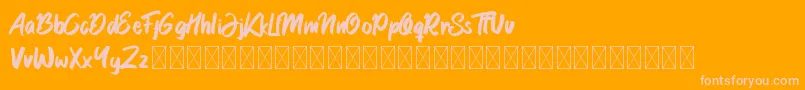 Garlobrush-fontti – vaaleanpunaiset fontit oranssilla taustalla